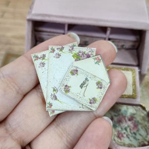 Miniature letter lady romantic desk set envelope vintage mail Antique Letter sheet shabby chic handmade ACCESSORIES 1:12 Dollhouse Miniature
