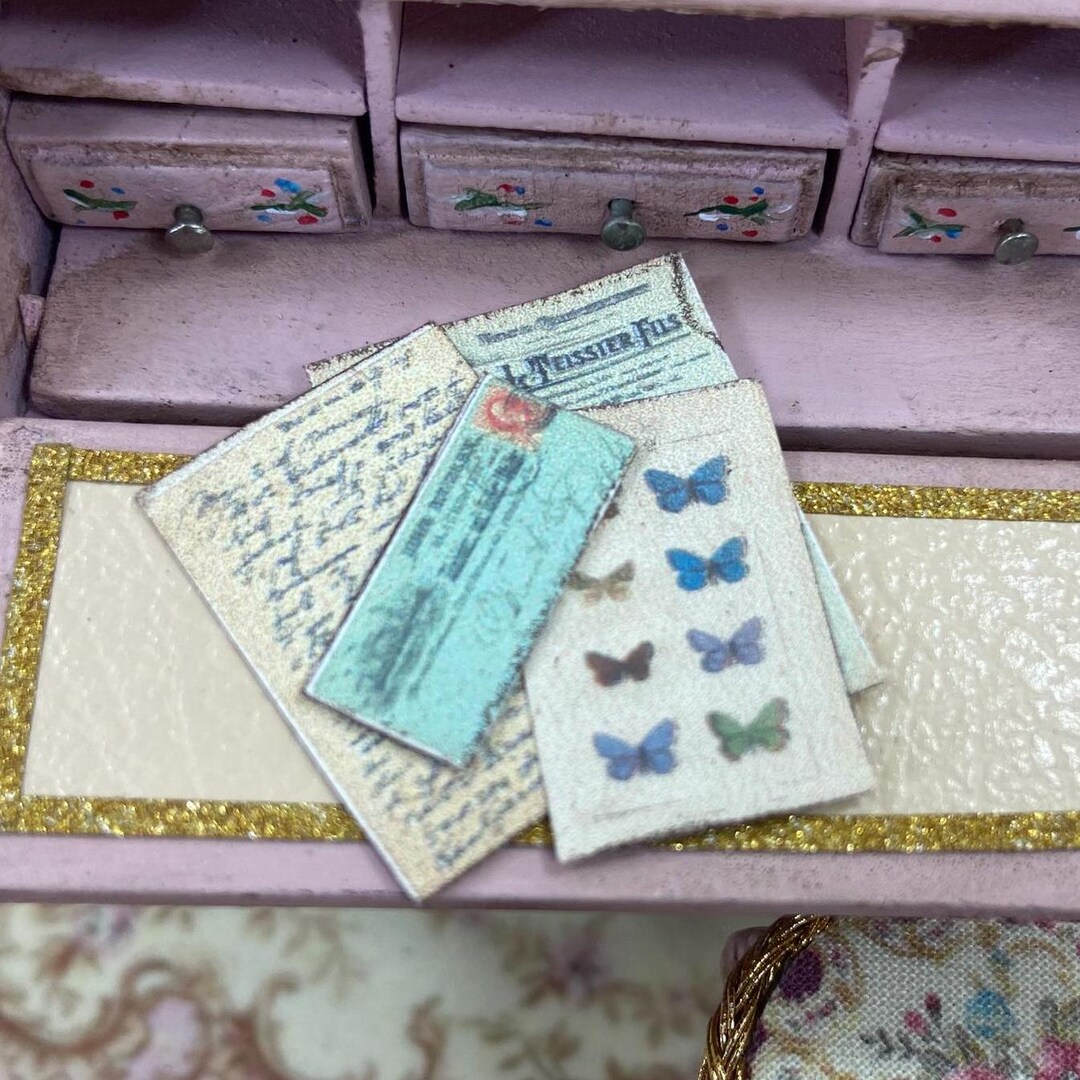 Gaël Miniature Antique Letter Set. Vintage 1:12 Scale Paper Ephemera ...