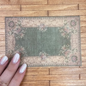 LOW COST miniature Abusson rug. Miniature 1:12 French Aubusson rug. Elegant dollhouse rug in various sizes. Blue Shabby chic carpet. Rococo.