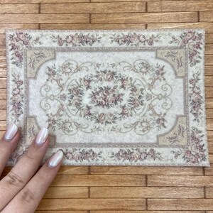 LOW COST miniature Abusson rug. Miniature 1:12 French Aubusson rug. Elegant dollhouse rug in various sizes. Pink Shabby chic carpet. Rococo.