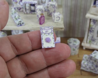 NEW**Dollhouse Lavender french card soap. 1:12 Miniature display lavender soap. Miniature perfumery bath complements for dollhouses & shops.
