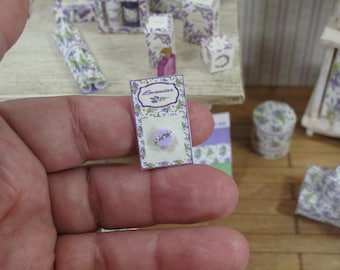 NEW**Dollhouse Lavender french card soap. 1:12 Miniature display lavender soap. Miniature perfumery bath complements for dollhouses & shops.