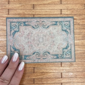 LOW COST miniature Abusson rug. Miniature 1:12 French Aubusson rug. Elegant dollhouse rug in various sizes. Blue Shabby chic carpet. Rococo.