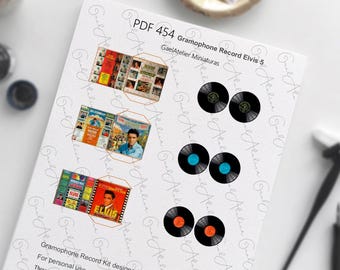 Kit descargable de discos de Elvis Presley (DIY) - Set 5. Elvis Presley imprimible en PDF. Miniatura para casa de muñecas. Escala digital 1:12 - 1,6.
