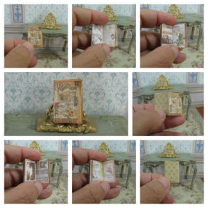 Miniature Open Antique book - Miniature Elegance: Victorian Open Lady Romantic Book for Dollhouses -Openable brocante Journal. Handmade book