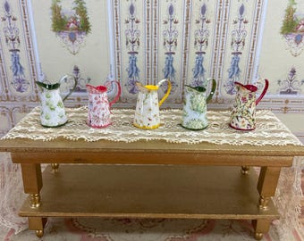 Dollhouse shabby flowers french pitcher. 1:12 Perfumery jug dollhouse miniature. Miniature perfumery bath complements for dollhouses & shops