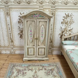 Dollhouse Romantic hand painted  Wardrobe - 1:12 french decor furniture dollhouse vintage Shabby vintage. Brocante  furniture bedroom decor