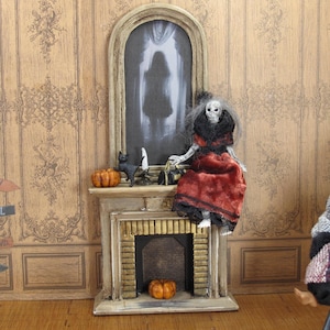 Dollhouse Miniatures Halloween Witch Wizard fire place 12th Scale. WITCH Dollhouse magic furniture decoration. Gothic miniature furniture.