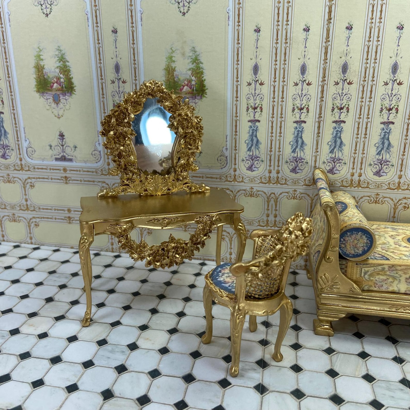 Miniature Dollhouse Bedroom Furniture. the Hand Painted. Furniture of ...