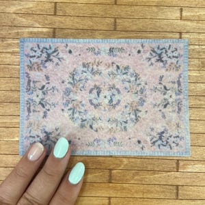 LOW COST miniature Abusson rug. Miniature 1:12 French Aubusson rug. Elegant dollhouse rug in various sizes. Pink Shabby chic carpet. Rococo.