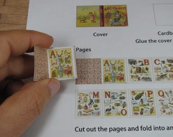 Abc of objects for home . Dollhouse Miniature Fairy Tale Book with Pages printable. DIGITAL DOWNLOAD. 1:12 -1,6 OPENABLE illustrated book.