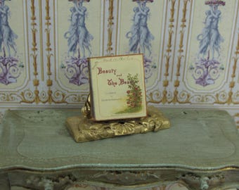 Miniature illustrated book  Beauty and the beast book child. 1:12 Miniature books & toys for dollhouse collectors. Dollhouse open bookchild.