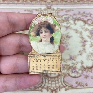 Miniature vintage victorian calendar dollhouse. Miniature decor items for dollhouse collectors. 1:12 Dollhouse Miniature collection calendar
