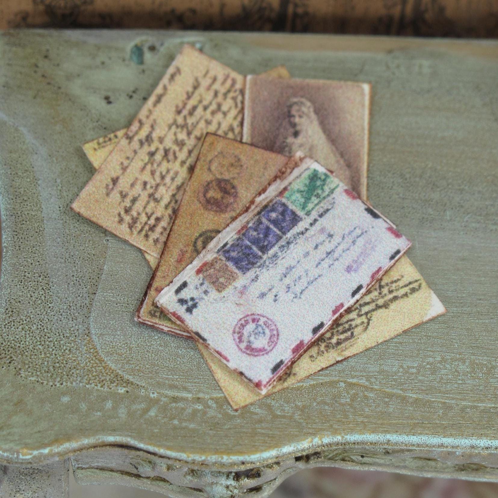 Gaël Miniature Letter Set Vintage Mail. 1:12 Dollhouse Romantic Letters ...