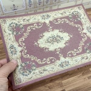 LOW COST miniature Abusson rug. Miniature 1:12 French Aubusson rug. Elegant dollhouse rug in various sizes.  Shabby chic carpet. Rococo.
