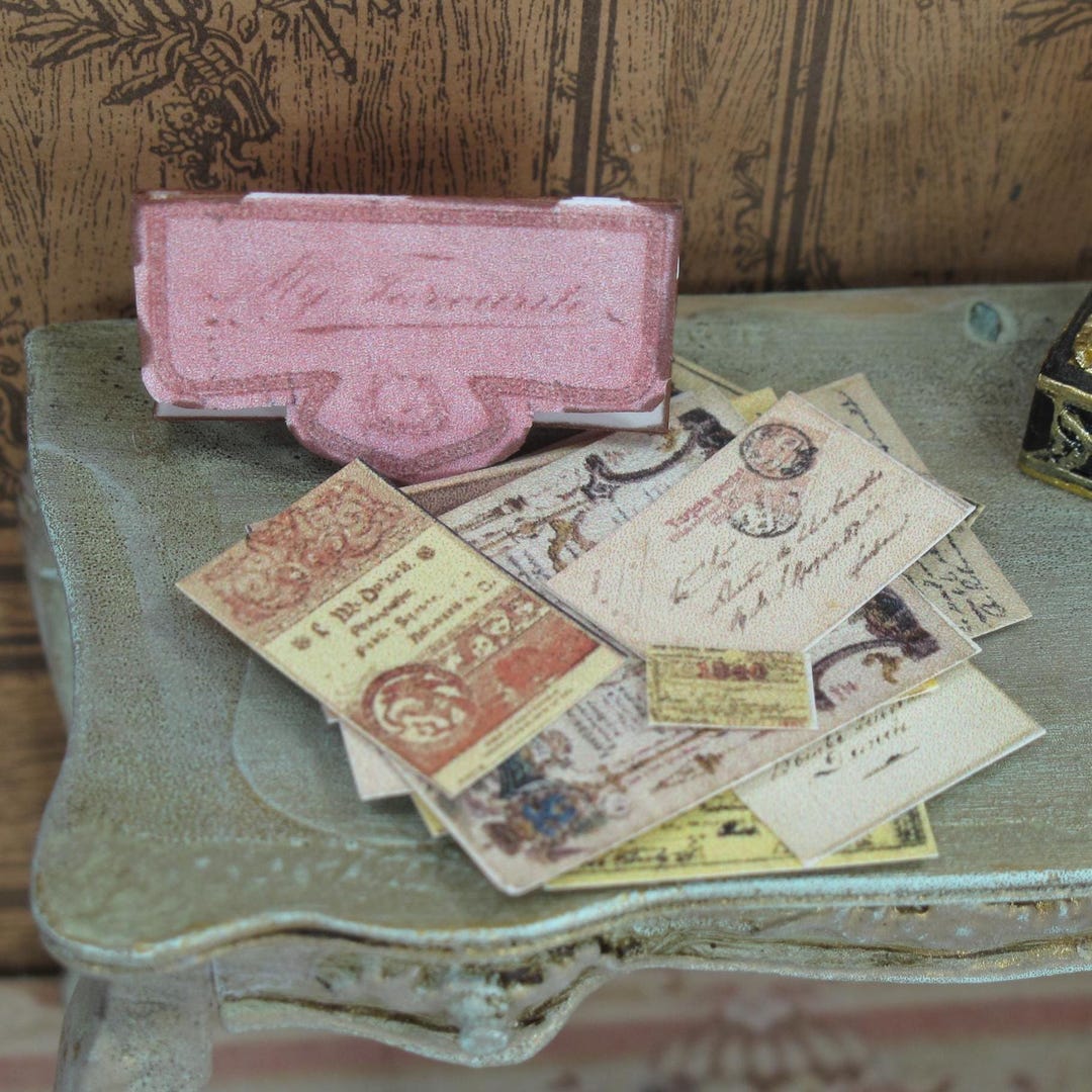 Miniature Lady Papers Letter Set. Vintage 1:12 Scale Paper Ephemera for ...