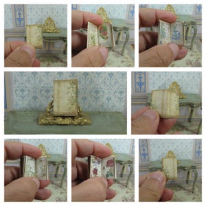 Miniature Open Antique book - Miniature Elegance: Victorian Open Sewing Book for Dollhouses - Unveiling Style in Every Stitch. Handmade book