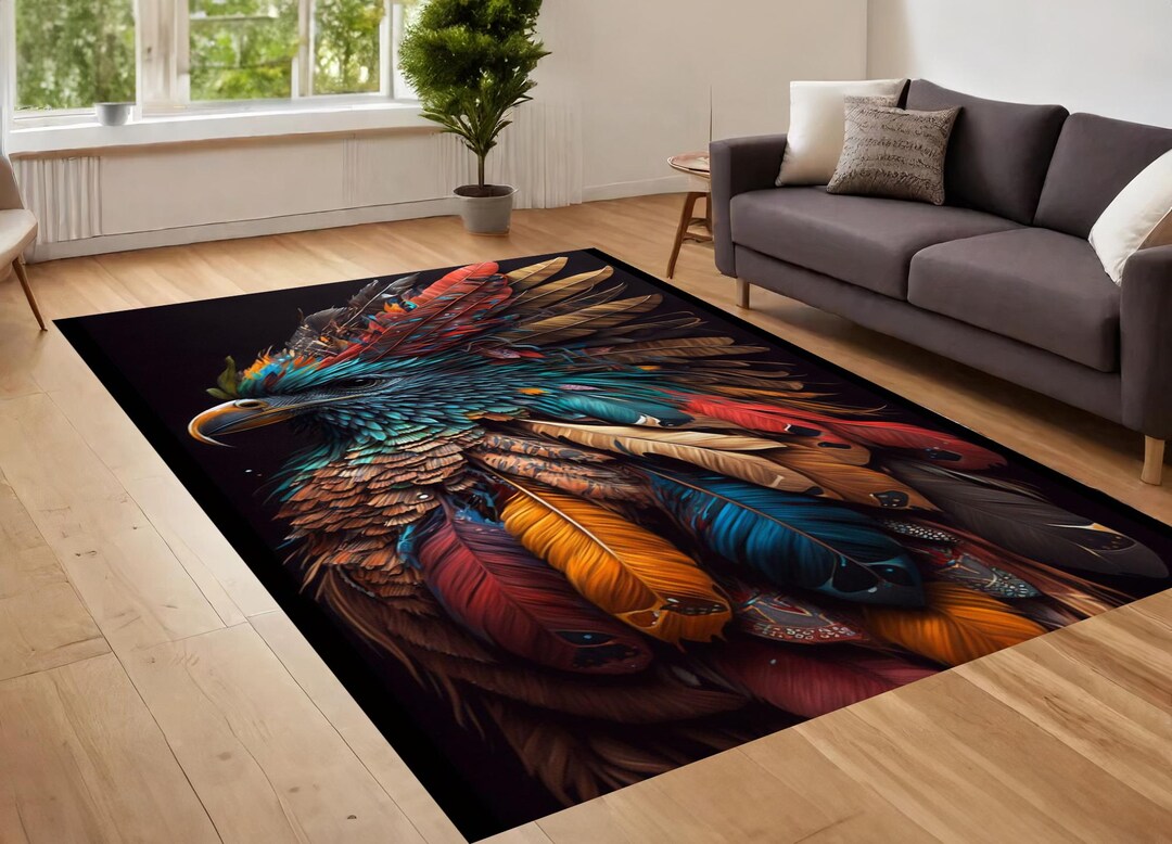 Bird Rug, Colorful Bird Rug, American Bird Rug, Animal Rug, Colorful ...