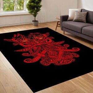 Viking Decor Rug, Scandinavian Rug, Norse Mythology Rug, Viking Patterned Rug, Nordic Rug, Area Decor, Rugs For Living Room, Non Slip