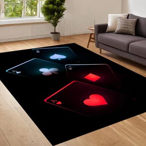 Spielkarten Teppich, Spielkarten-Dekor, İconic Teppich, Teppich für Teenagerzimmer, Cooler Teppich, Waschbarer Teppich, Spielzimmerteppich, Dekorativer Teppich, Beliebter Teppich, Rutschfest