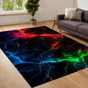 Light Bulb Rug Lightning Rug, Comic Rug, Grafiti Rug, Lightning Patterned Rug, Laser ...
