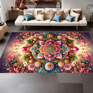 Tappeto a fiori colorati, tappeto a fiori, tappeto floreale, tappeto astratto, tappeto moderno, tappeti per soggiorno, tappeto botanico, tappeto per la casa, antiscivolo
