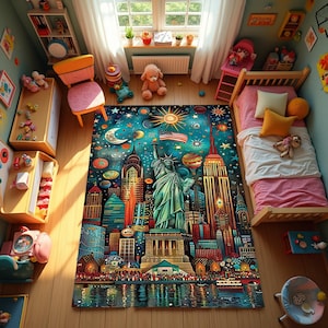Statue Of Liberty Rug, New York City Rug, City Rug, Salon Decor, Rugs For Living Room, Home Decor Rug, Area Decor, Non Slip