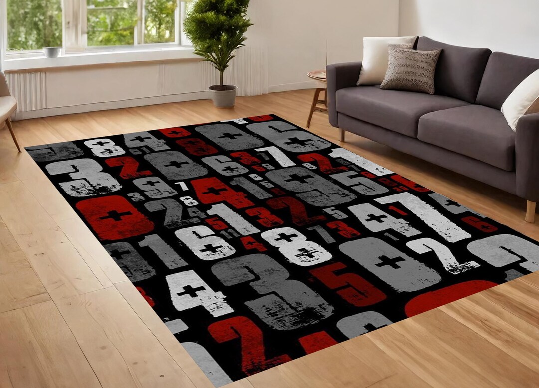 Green Rug With Math Number Rug, Math Number Rug, Science Rug, Salon Decor, Rugs for Living ...