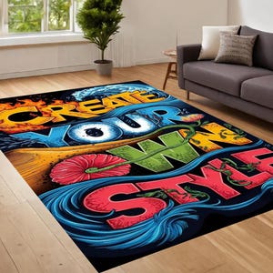 Motivation Rug, Modern Art Rug, Text Meme Rug, Modern Rug, Salon Decor, Rugs For Living Room, Home Decor Rug, Non Slip