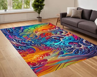 Tappeto dal design artistico, tappeto dal design colorato, tappeto moderno, tappeto astratto, arredamento da salone, tappeti per soggiorno, tappeto per la casa, antiscivolo