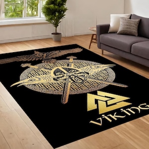 Viking Decor Rug, Scandinavian Rug, Norse Mythology Rug, Viking Patterned Rug, Nordic Rug, Area Decor, Rugs For Living Room, Non Slip