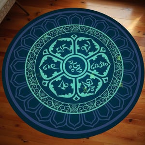 Mandala Patterned Rug, Mandala Round Rug, Yoga Rug, Spiritual Art Rug, Salon Decor, Rugs For Living Room, Home Decor Rug, Round Rug,Non Slip