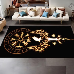 Viking Decor Rug, Scandinavian Rug, Norse Mythology Rug, Viking Patterned Rug, Nordic Rug, Area Decor, Rugs For Living Room, Non Slip