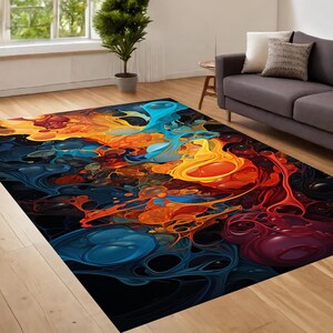 Colorful Rug, Kitchen Rug, Colorful Desing Carpet, Modern Rug, Abstract Rug, Salon Decor, Rugs For Living Room, Home Decor Rug, Non Slip