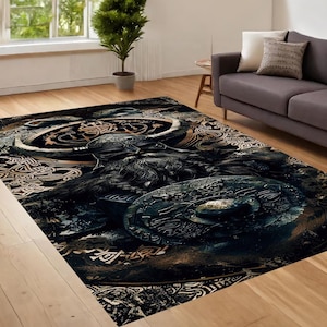 Viking Decor Rug, Scandinavian Rug, Norse Mythology Rug, Viking Patterned Rug, Nordic Rug, Area Decor, Rugs For Living Room, Non Slip