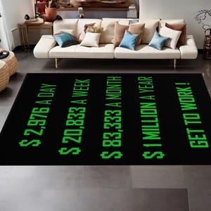 Motivation Rug, Modern Art Rug, Text Meme Rug, Modern Rug, Salon Decor, Rugs For Living Room, Home Decor Rug, Non Slip