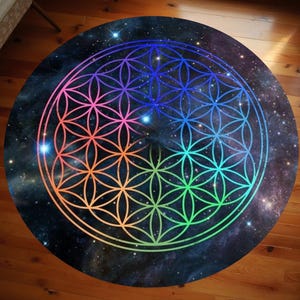 Mandala Patterned Rug, Mandala Round Rug, Yoga Rug, Spiritual Art Rug, Salon Decor, Colorful Round Rug, Home Decor Rug, Round Rug, Non Slip