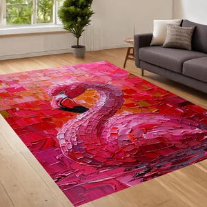 Flamingo Rug, Animal Rug, Pink Flamingo Rug,Colorful Animal Rug,Colorful Flamingo Rug, Home Decor,Special Design Rug, Abstract Rug, Non Slip