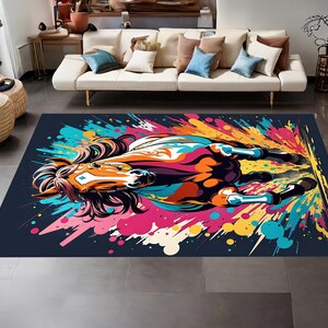 Horse Rug, Colorful Horse Rug, Area Rug, Rugs For Living Room, Animal Rug, Colorful Carpet, Home Decor Rug, Garden Rug, Non Slip