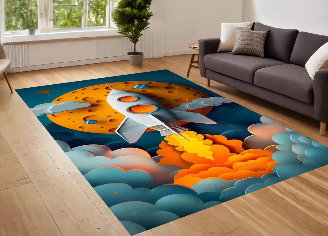 Universe Rug Solar System Rug, Spacecraft Rug, Astronomy Home Decor, Rugs for Kids ...