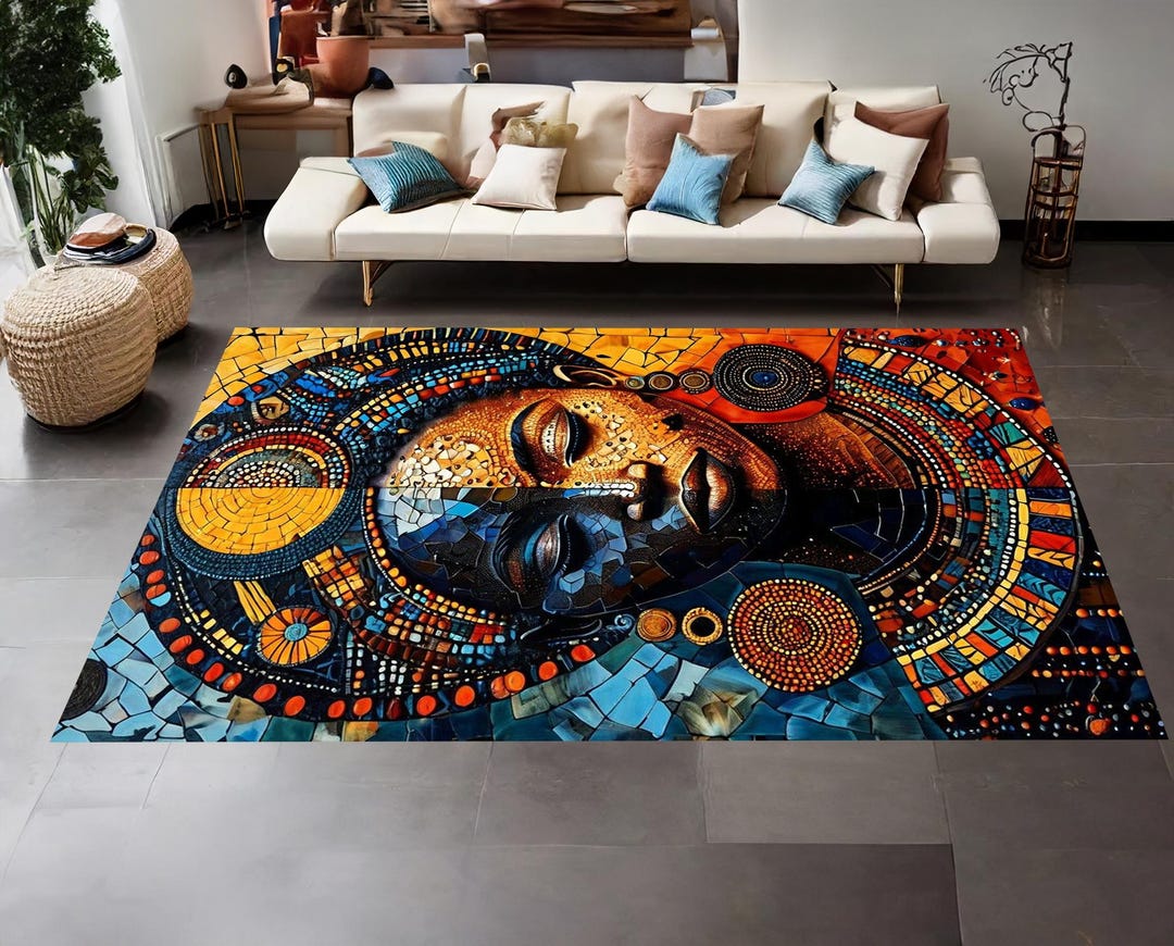 African Woman Rug, African Rug, African Woman Portrait Bohemian Style ...