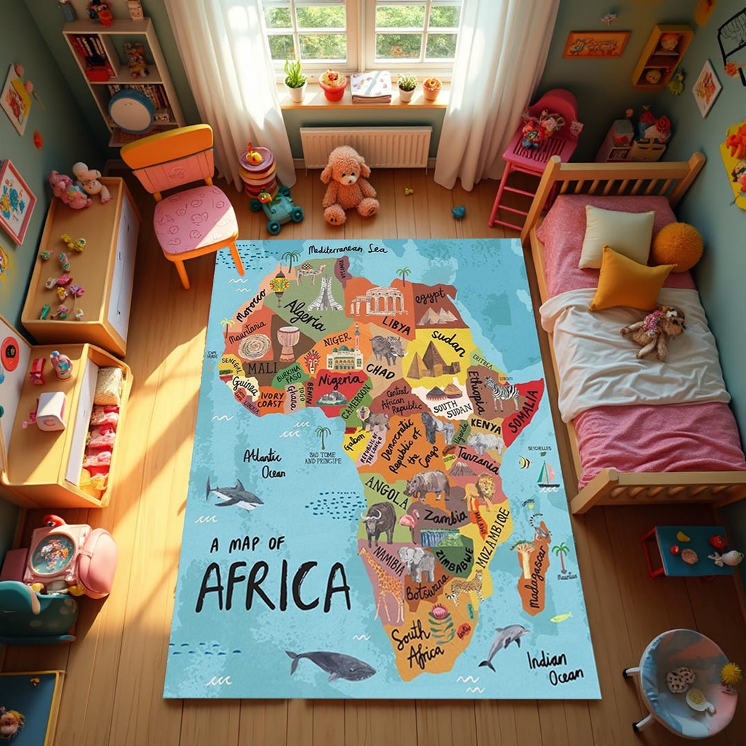 Africa Map Rug, Map Rug, Africa Rug, Africa Map, Salon Decor, Rugs for ...