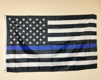 Drapeau mince ligne bleue 3 x 5 pieds drapeau de la police américaine en polyester drapeaux des États-Unis drapeau extérieur intérieur bleu vit avec deux oeillets en laiton simple face