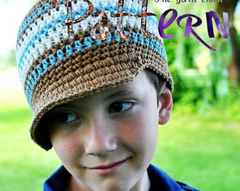 PDF Crochet Pattern - Kiddos Striped Brimmed Beanie