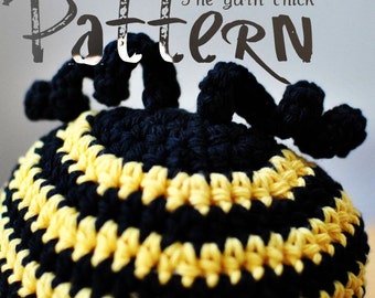 PDF Crochet Pattern - Buzzy Bee Baby Beanie