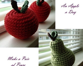 PDF PATTERNS - Twofer - Crochet Amigurumi Apple and Pear