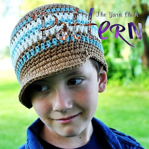 PDF Crochet Pattern - Kiddos Striped Brimmed Beanie