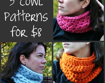 NEW PDF Crochet Pattern - 3 Cowl Pattern Pack