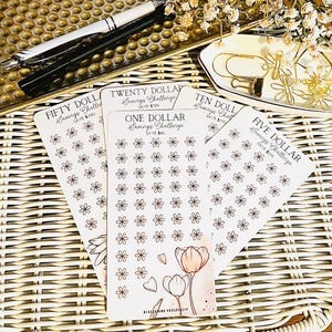 A6 Floral Denomination Savings Tracker Challenge