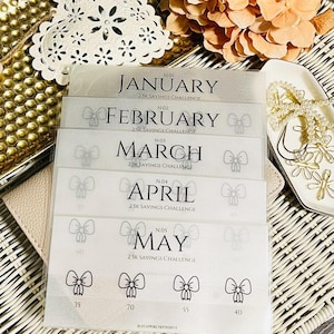 Lovely Bow 12 Month Savings Challenge | A6 Cash Envelopes | 1k, 2.5k, 5k, 10k, 20k